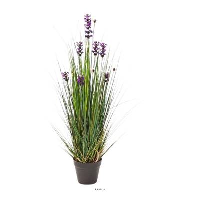 Lavande artificielle H 60 cm 470 brins 8 fleurs et herbes graminees