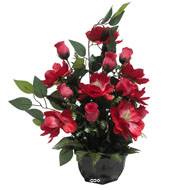 Vasque de Magnolia, bouton de rose, ficus pour la toussaint Rose fushia