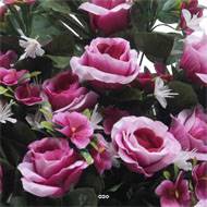 Devant de tombe de Rose, Mini fleurs et Ficus Pourpre artificiels pour la Toussaint