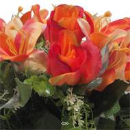 Vasque de Rose, Lys et mini fleurs Orange artificiels pour la toussaint