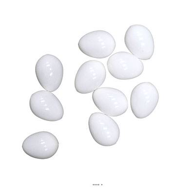 Oeufs blancs artificiels en Plastique x10 soufflé H 65 mm D 45 mm