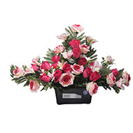 Devant de tombe fleurs artificielles pour le cimetière roses et lys