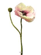 Pavot factice H60cm 1 fleur et 1 bouton fleur Pourpre-crème - BEST