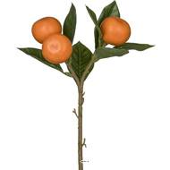 Branche artificielle de 3 mandarines avec feuillage H 28 cm L 16 cm