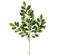 Branche de feuillage Ficus artificiel, 64 feuilles, H 48 cm Blanc-vert