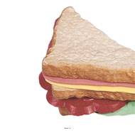 Demi Sandwich club artificiel en Plastique soufflé L 145x80 mm