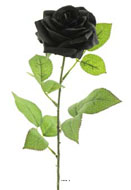 Rose artificielle Paris H 64 cm Superbe tete D 9 cm 12 feuilles en tissu - BEST Noir