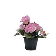 Pot composition fleurs artificielles cimetière roses et orchidées H 24 cm L 16 cm Rose-crème