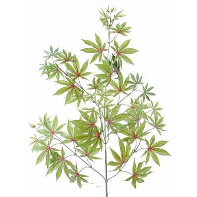 Branche d'aralia artificielle H 70 cm Magnifique vert-rouge