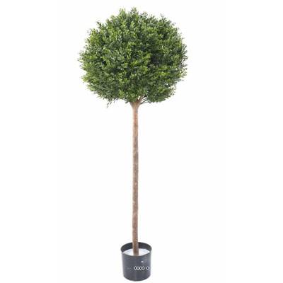 Boule de buis artificiel sur tronc ext anti-UV H 140 cm L 55 cm
