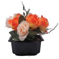 Bac carré fleurs artificielles Rose et lierre Orange pour la Toussaint