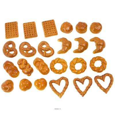 Viennoiseries petites factice assorties lot de 24 en Plastique soufflé