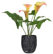 Arum calla artificiel en pot, 3 têtes de fleurs, H 40 cm Rose-orange