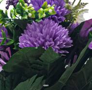 Pot de Chrysantheme, pensée et mini fleurs artificiels pour la Toussaint Lavande