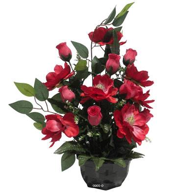 Vasque de Magnolia, bouton de rose, ficus pour la toussaint Rose fushia