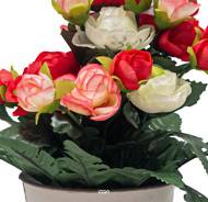 Pot de fleurs artificielles Renoncules pour le cimetière H 27 cm D 20 cm Rose-crème