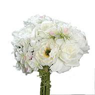 Bouquet de Roses et Hortensias artificielles 9 ttes D20 cm Crme