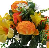 Pot Cône d'Hbiscus fleurs artificielles pour le cimetière H 45 cm D 25 cm Orange