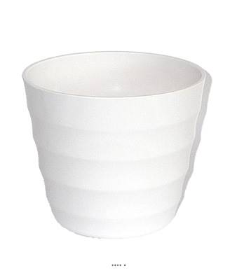 Pot en plastique blanc brillant cache pot H14 cm D16,50 cm Blanc neige