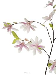 Magnolia artificiel H90 cm en branche 12 fleurs et 9 boutons Rose pâle