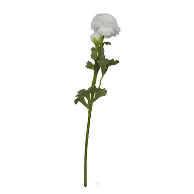 Renoncule artificielle en tige H 54 cm 2 têtes blanc