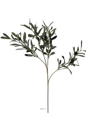 Branche d'olivier artificielle, 4 ramures, H 50 cm 6 olives factices