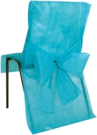 Housses de chaise x10 Turquoise avec noeud Tissu non tissé 50cm x95cm