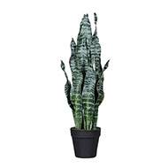 Sanseveria artificiel en pot H 65 cm en plastique vert-blanc