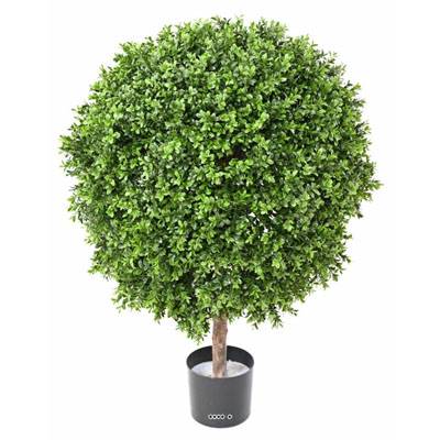 Buis artificiel sur tronc en pot pour extérieur anti-UV H 90 cm D 70 cm