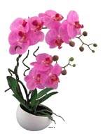 Orchide factice 2hampes coupe cramique H45cm touch rel Rose fushia